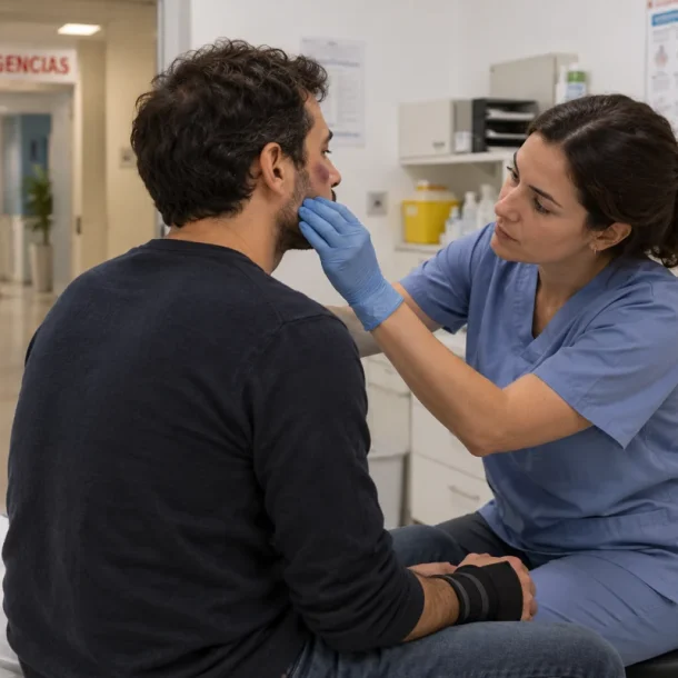 Valoración médica de una contusión en una consulta de urgencias