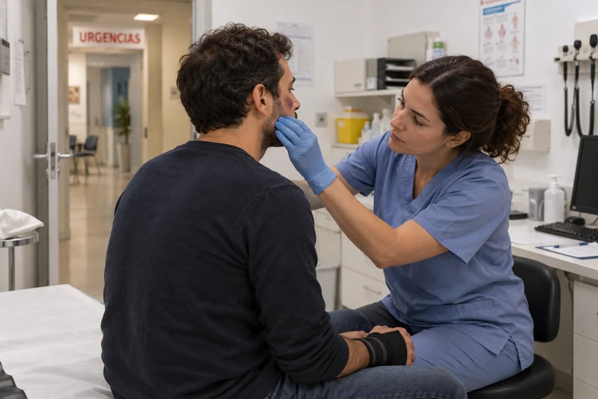 Valoración médica de una contusión en una consulta de urgencias